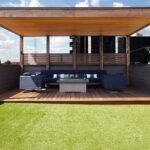 Residential rooftop patio with artificial grass frorm SYNlawn