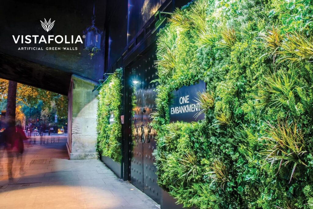 Commercial artificial living wall installation