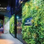 Commercial artificial living wall installation