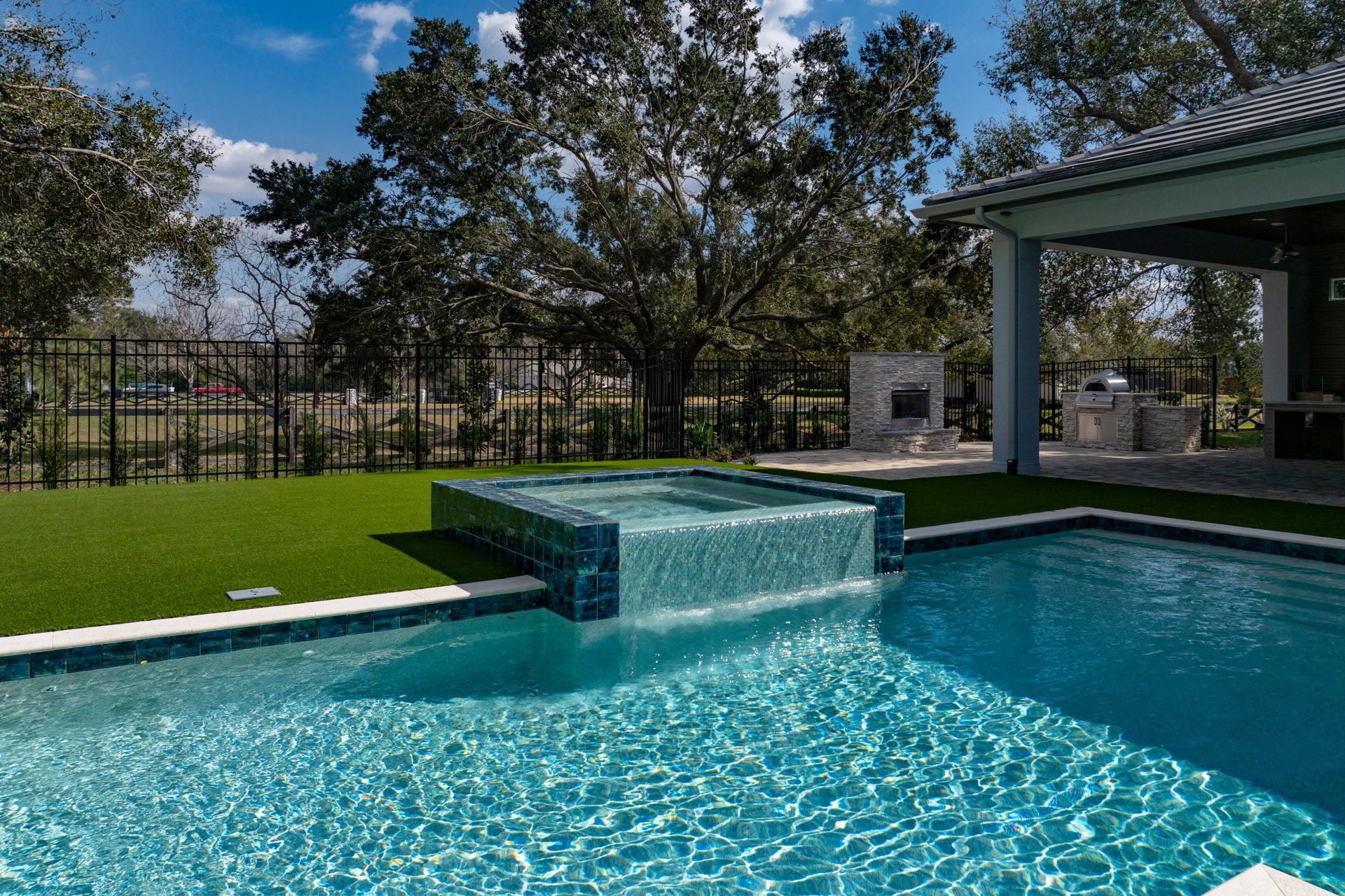 Austin Artificial Grass Backyard Pool Installation Austin Artificial Grass Backyard Pool Installation